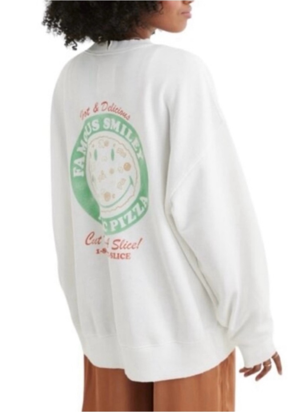 aerie Big Chill oversized Sweatshirt Smileys Pizza Large